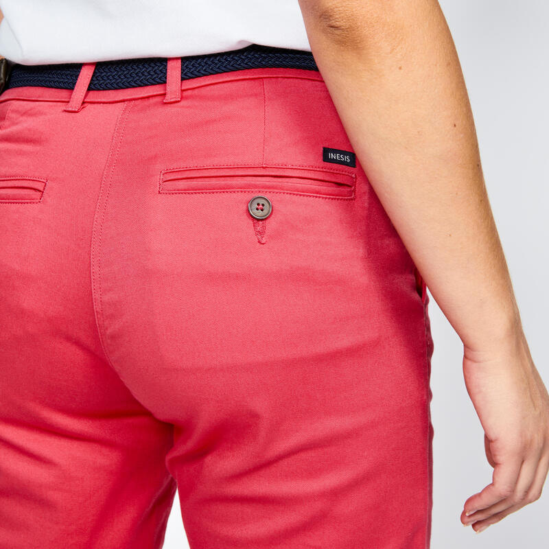 Pantalon chino golf bumbac MW500 Roz Damă