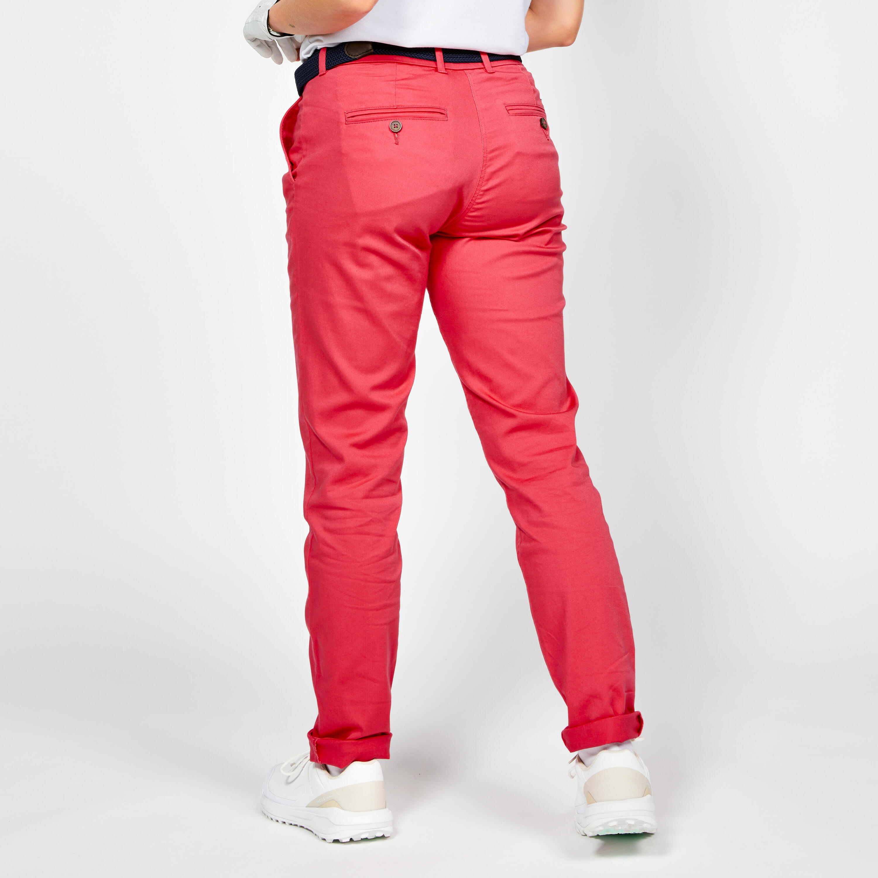 Women's Golf Cotton Chino Trousers - MW500 Pink 2/4