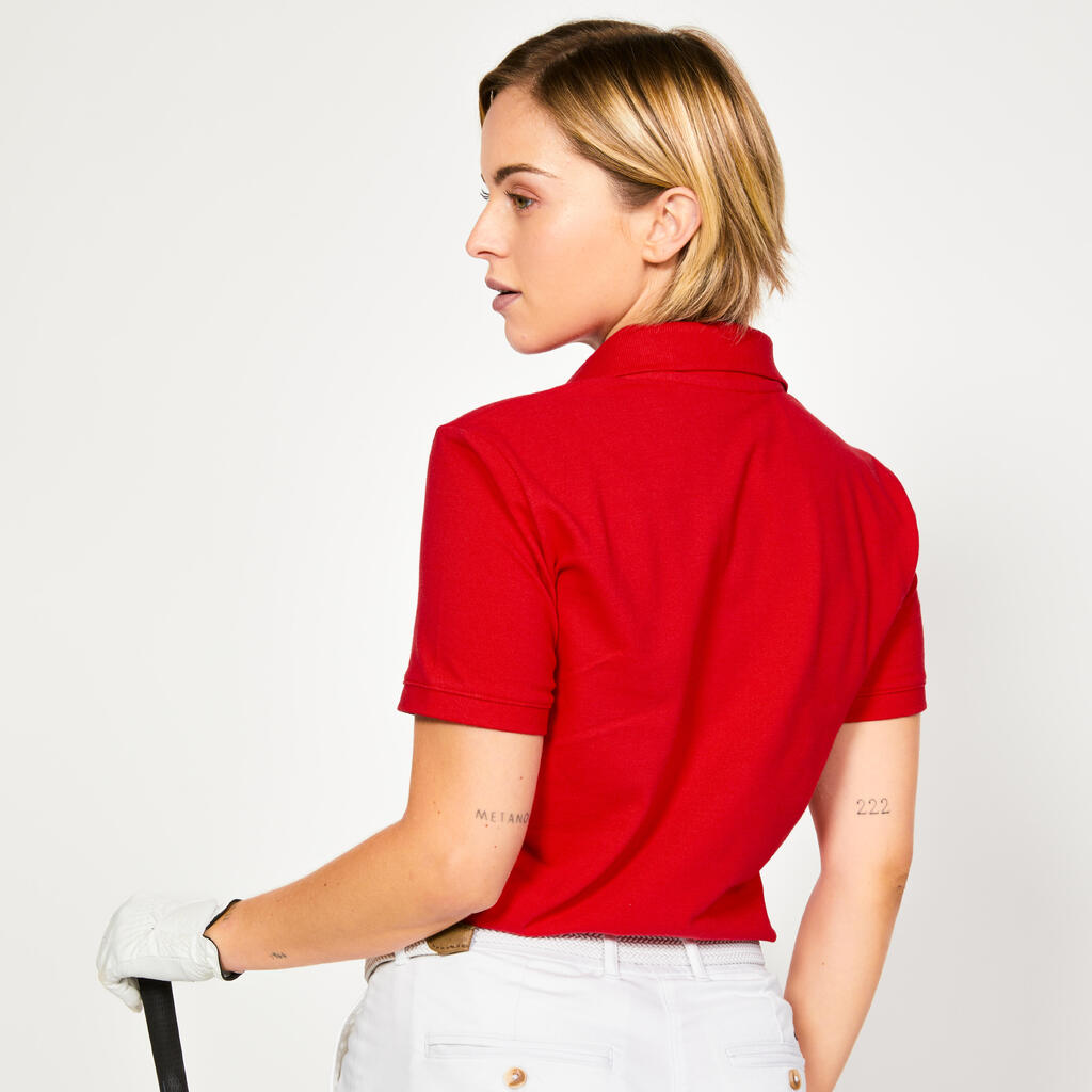 Moteriški trumparankoviai medvilniniai golfo polo marškinėliai „MW500“, raudoni