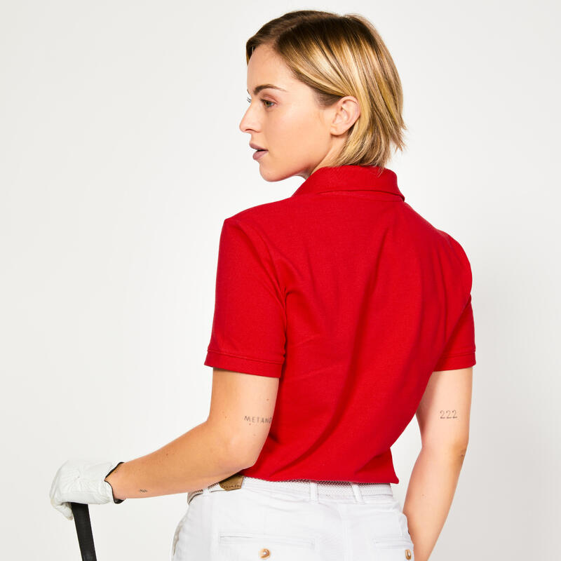 Damen Golf Poloshirt kurzarm Baumwolle - MW500 rot 