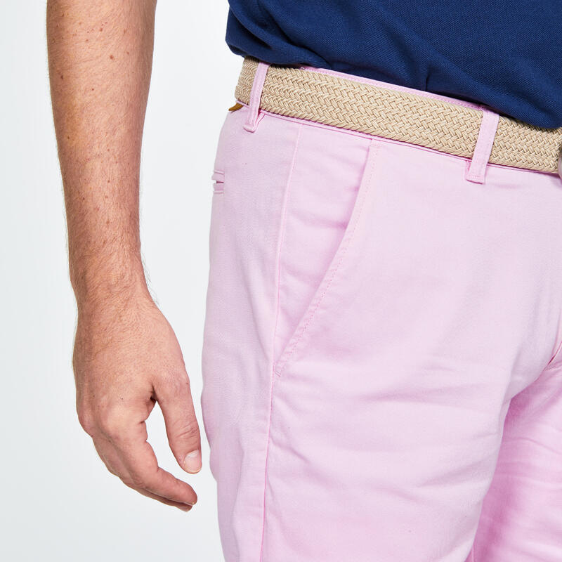 Short chino coton golf Homme - MW500 rose clair