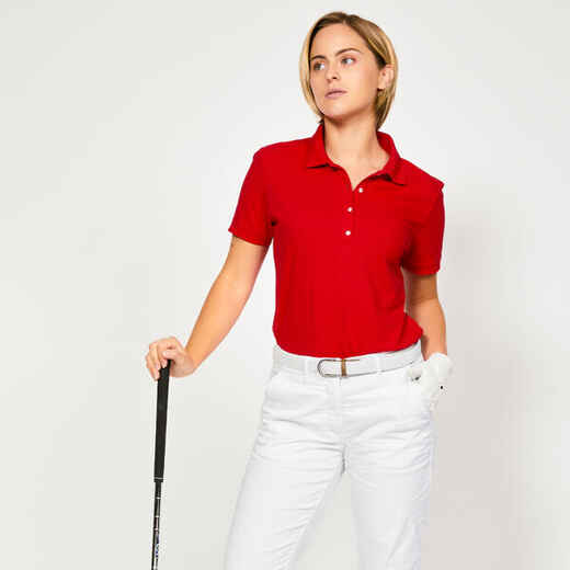 
      Moteriški trumparankoviai medvilniniai golfo polo marškinėliai „MW500“, raudoni
  