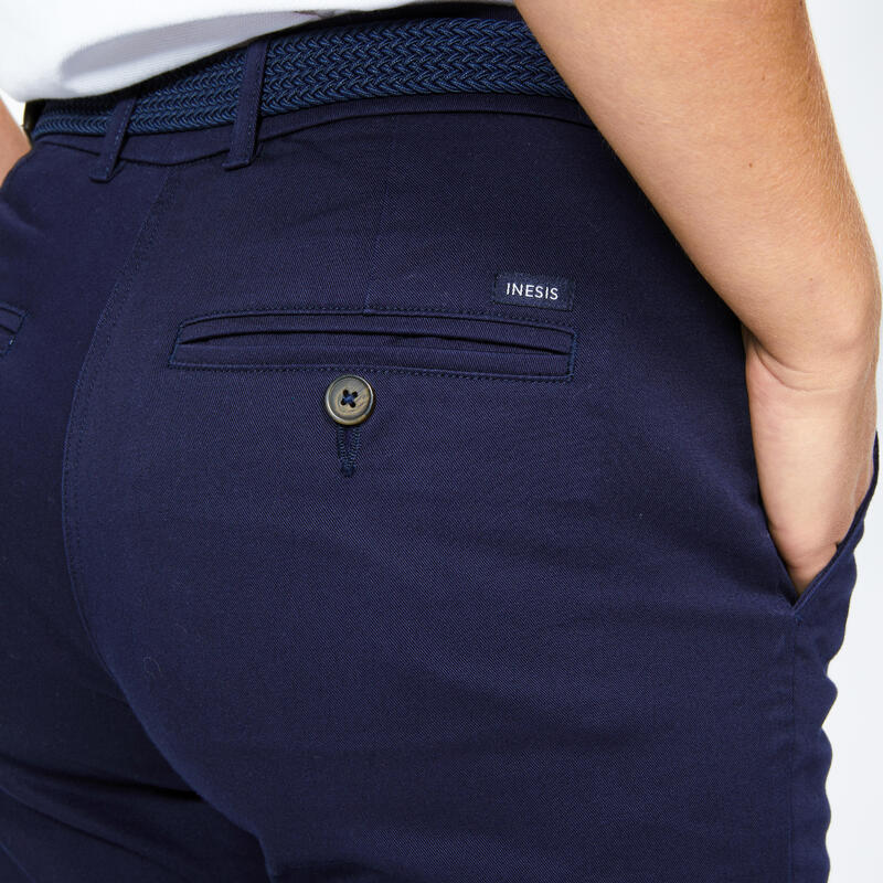 Golf chino broek dames katoen MW500 marineblauw