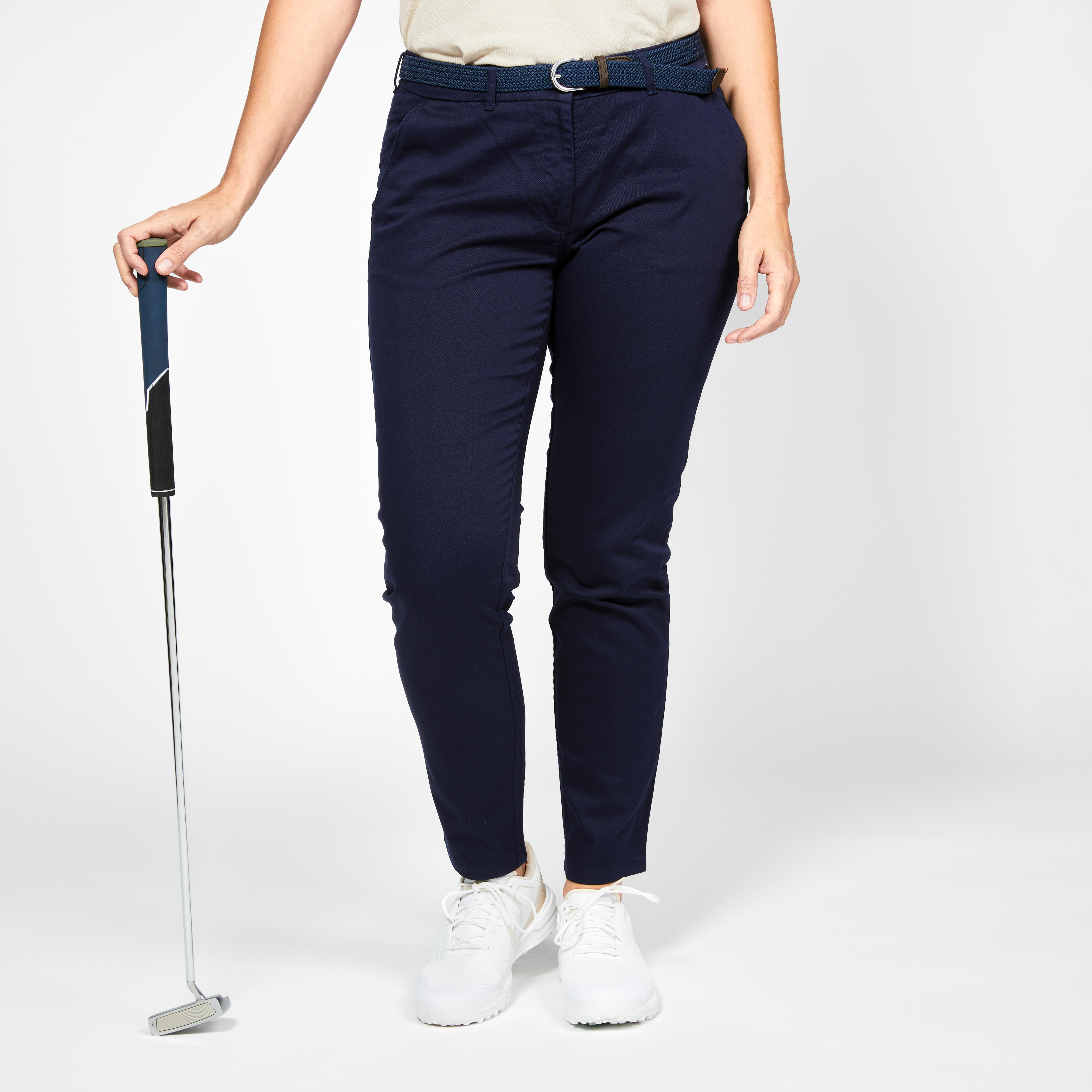 Pantalon chino golf bumbac MW500 Bleumarin Damă