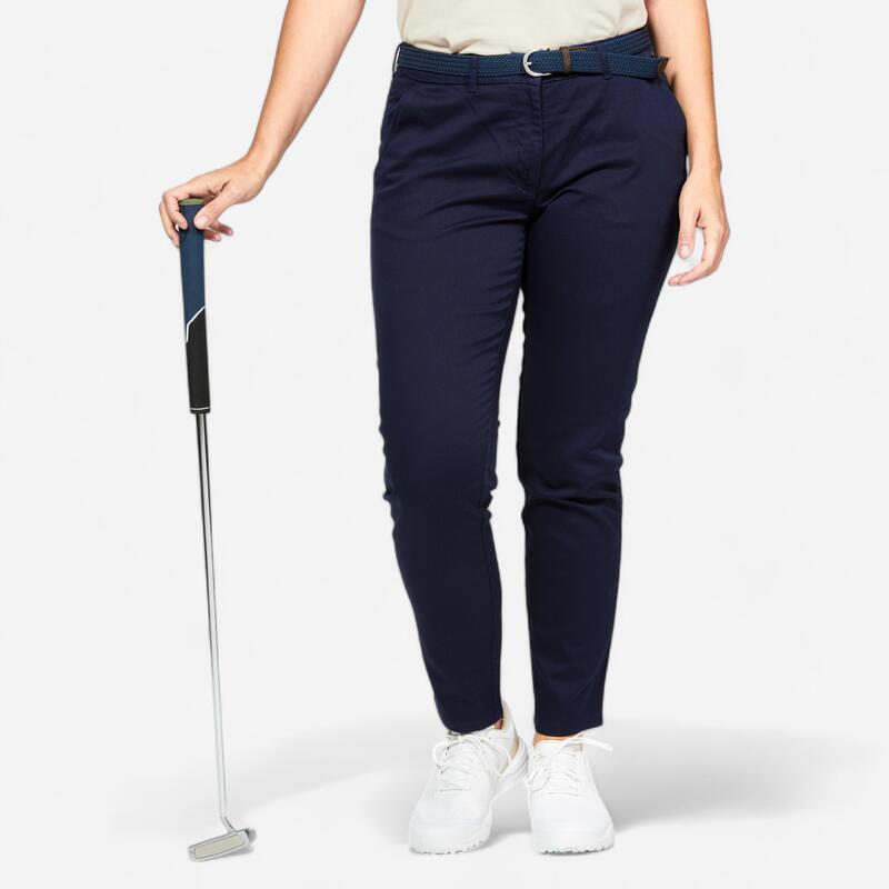 Chinobroek voor golf voor dames MW500 katoen marineblauw