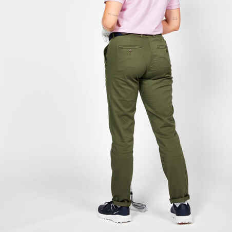 Women's Golf Cotton Chino Trousers - MW500 Khaki Brown