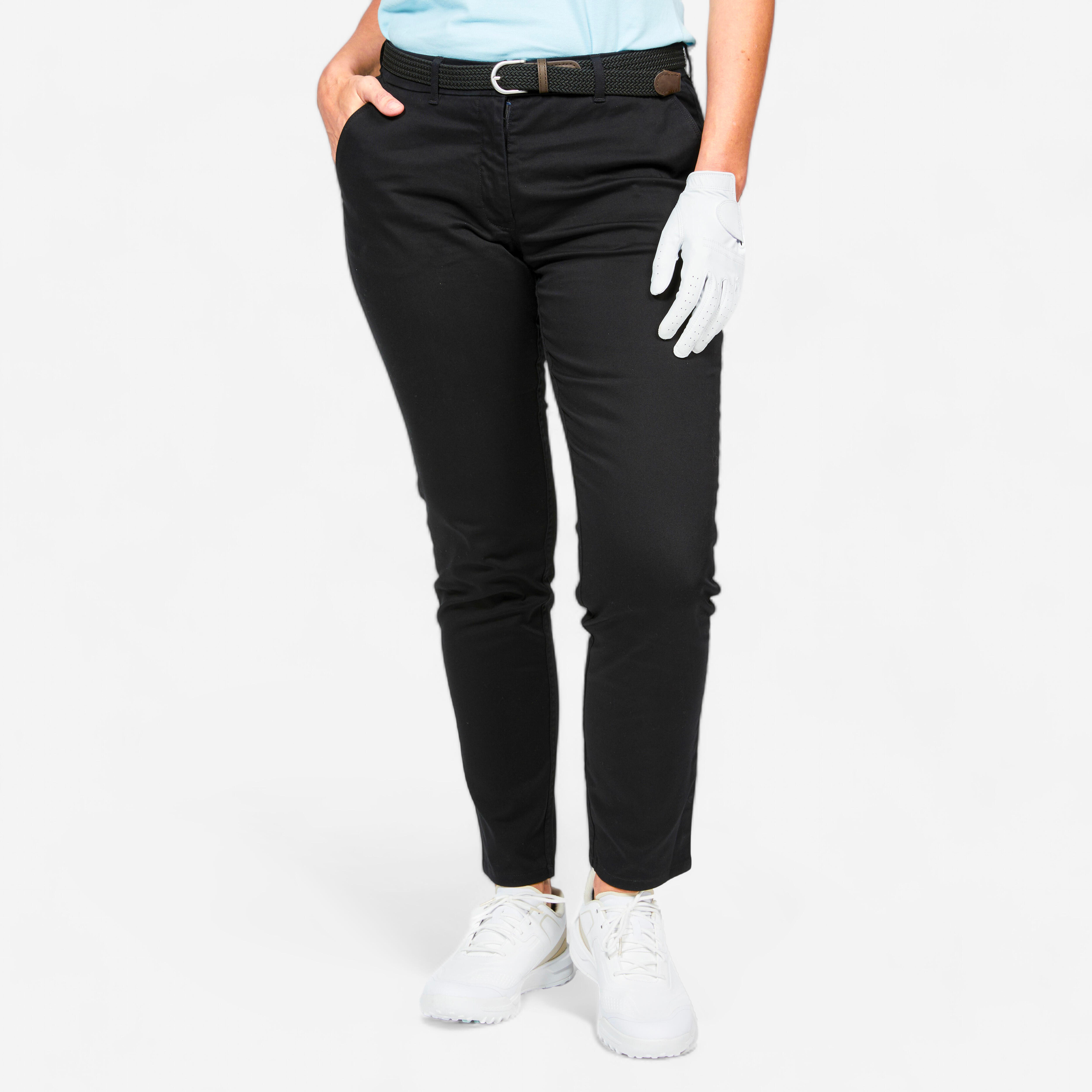 Pantalon Chino Golf Bumbac Mw500 Negru Dama