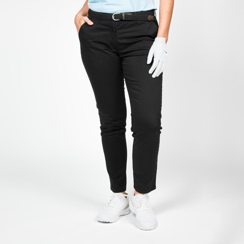 Pantalon chino golf bumbac MW500 Negru Damă