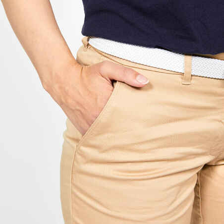 Women's Golf Chino Cotton Trousers - MW500 Beige