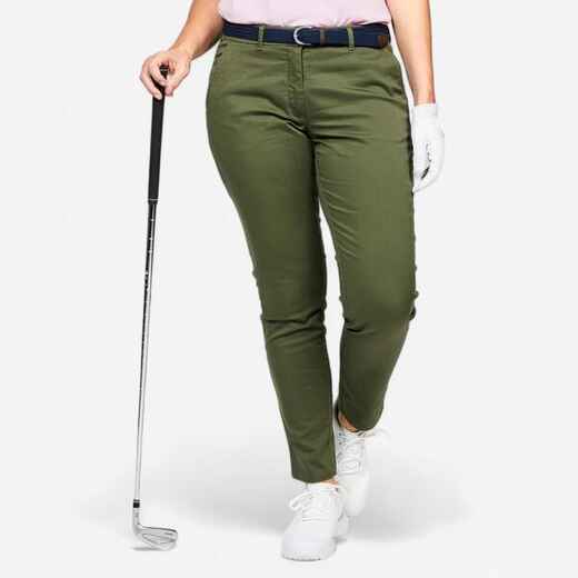 
      Dámske bavlnené golfové chino nohavice MW500 hnedé kaki
  