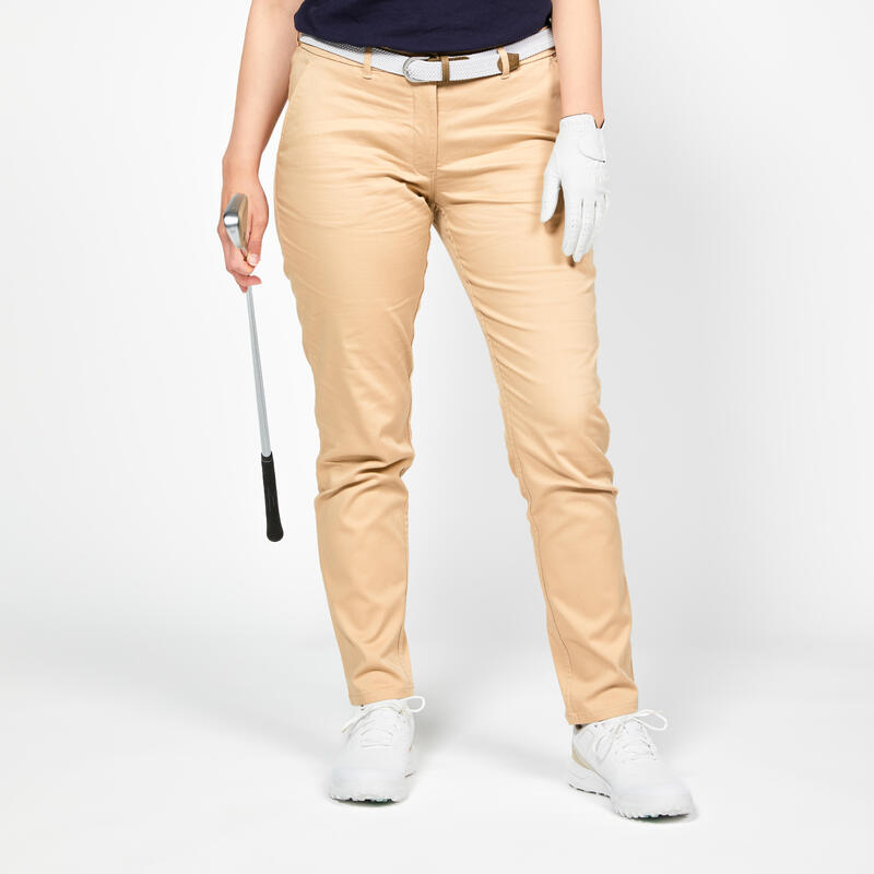 Pantalon chino golf bumbac MW500 Bej Damă