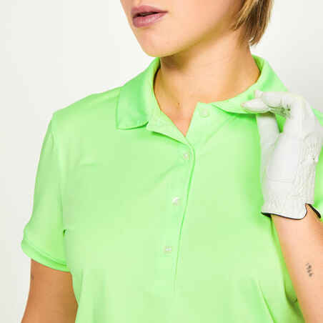 Moteriški trumparankoviai golfo polo marškinėliai „WW500“, žali, neoniniai