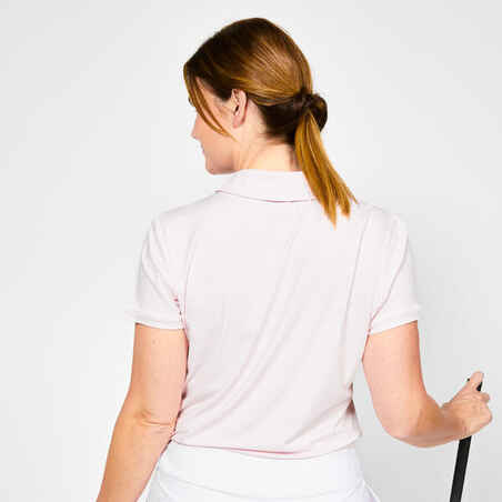 Women's golf short-sleeved polo shirt- WW 500 quartz pink