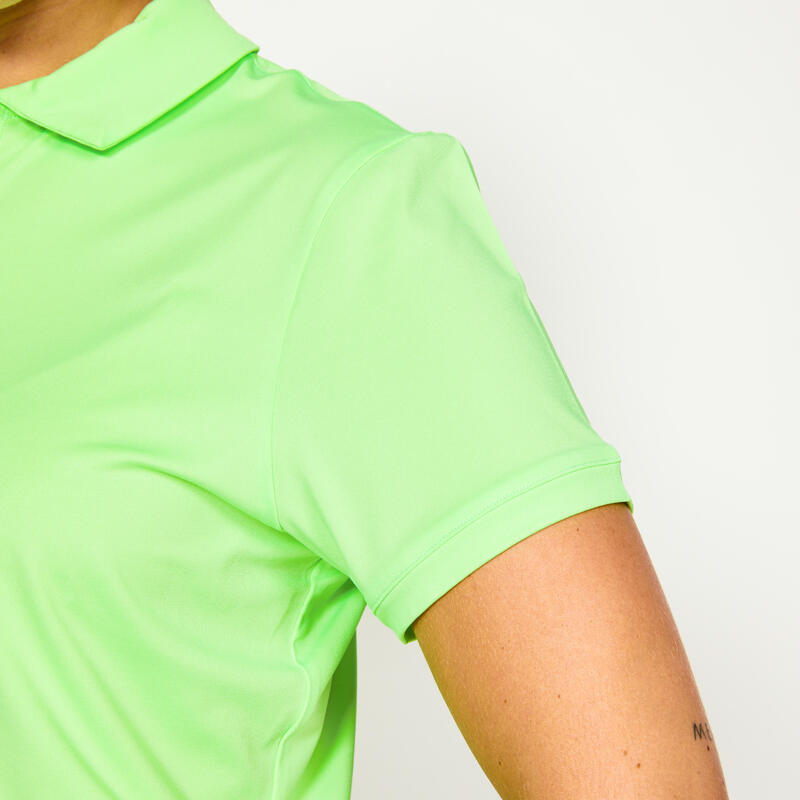 Polo de golf manga curta Mulher - WW 500 verde fluorescente