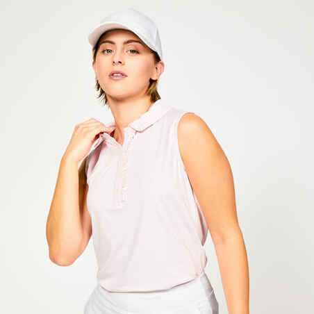 Moteriški trumparankoviai golfo polo marškinėliai „WW500“, šviesiai rožiniai