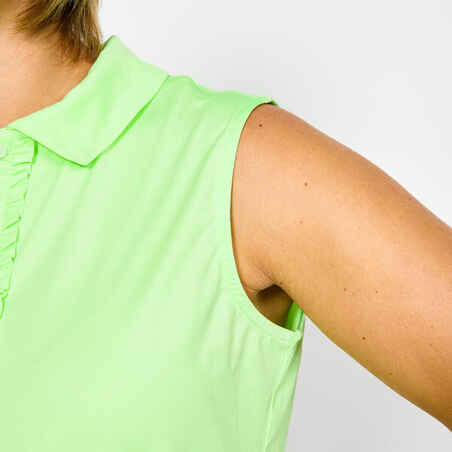 Moteriški trumparankoviai golfo polo marškinėliai „WW500“, neoniniai, žali