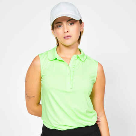 Polo majica bez rukava ženska WW 500 neonski zelena