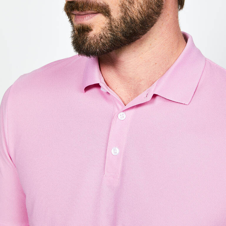 Men's golf short-sleeved polo shirt - WW500 pastel fuchsia