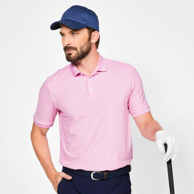 Men's golf short-sleeved polo shirt - WW500 pastel fuchsia