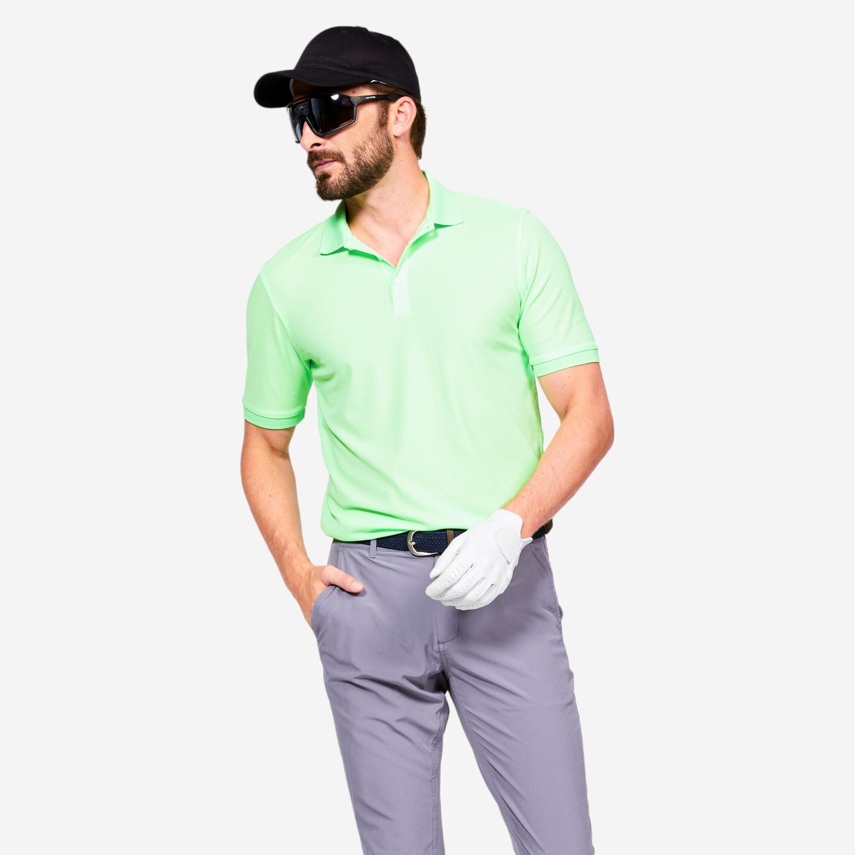 INESIS Men's golf short sleeve polo shirt - WW500 neon green