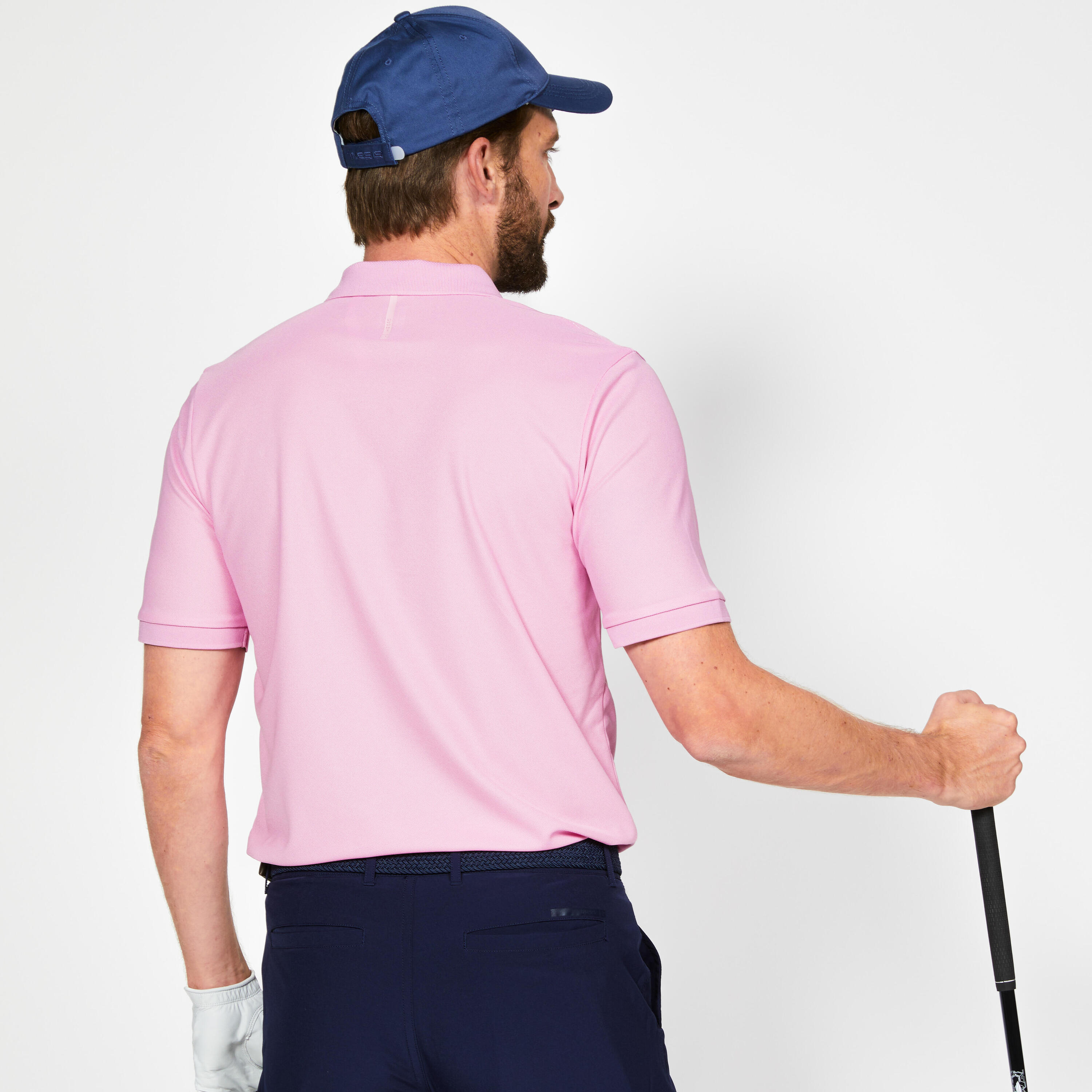 Men's golf short-sleeved polo shirt - WW500 pastel fuchsia 2/5