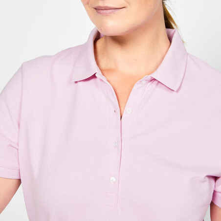 Women's short-sleeved golf polo shirt - MW500 light pink