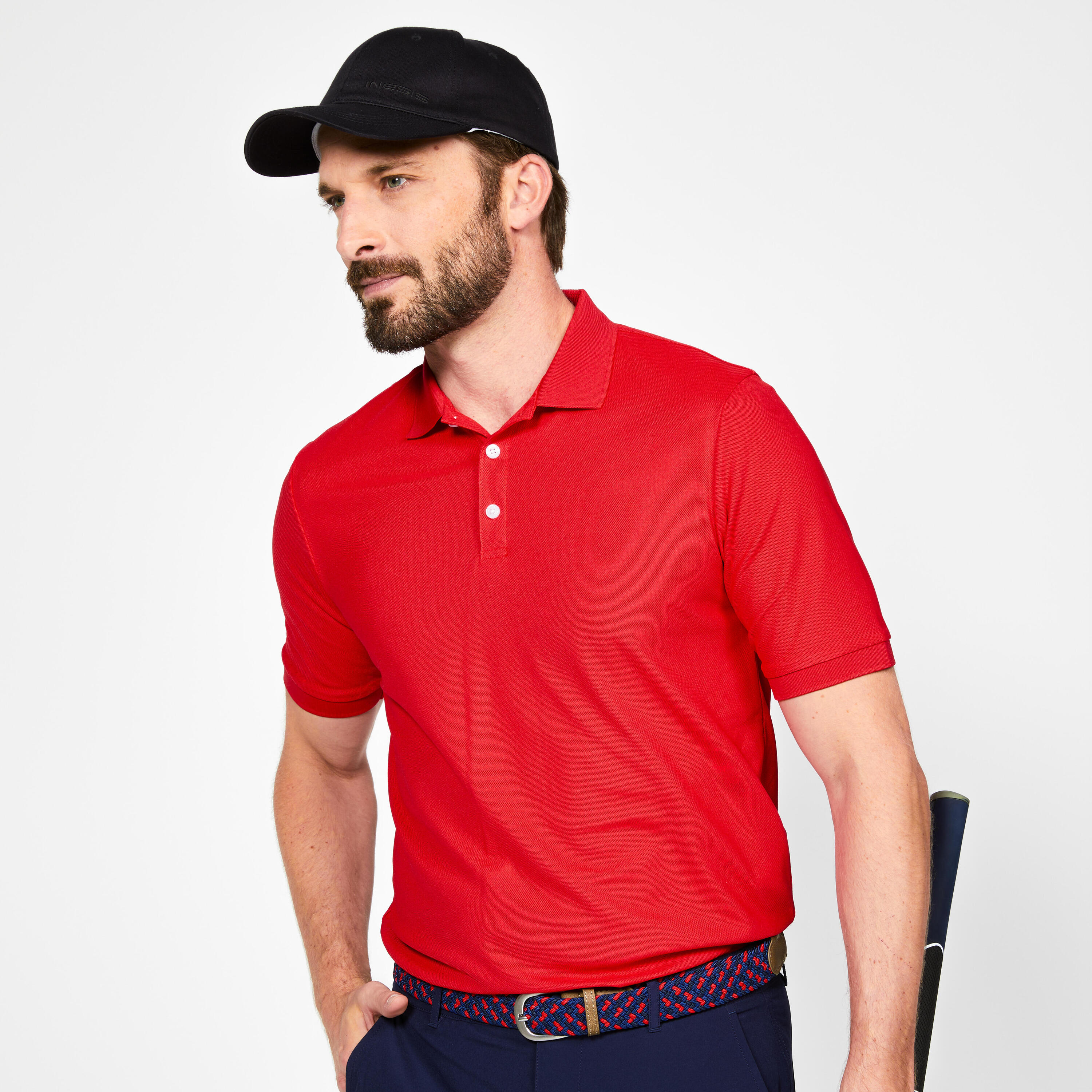 Men's short-sleeved golf polo shirt - WW500 red 1/5