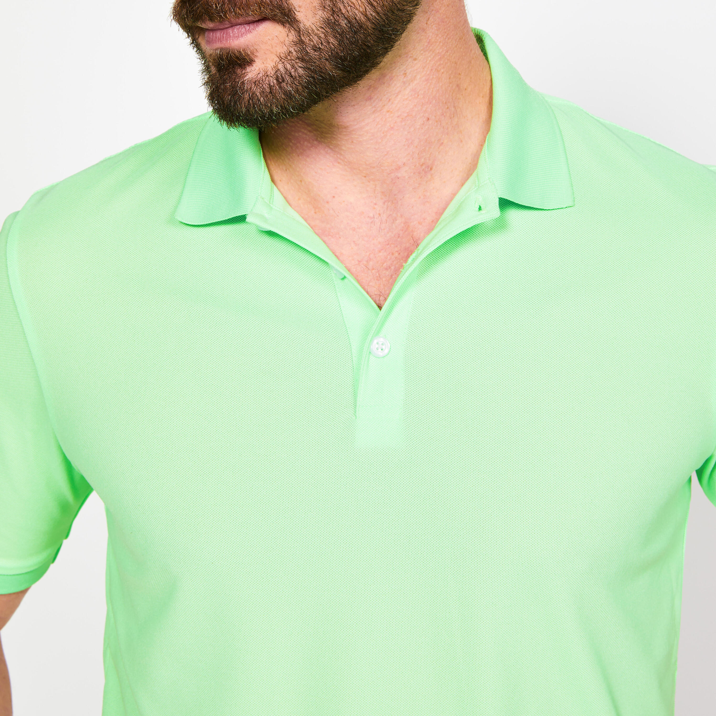 Men's golf short sleeve polo shirt - WW500 neon green 3/5