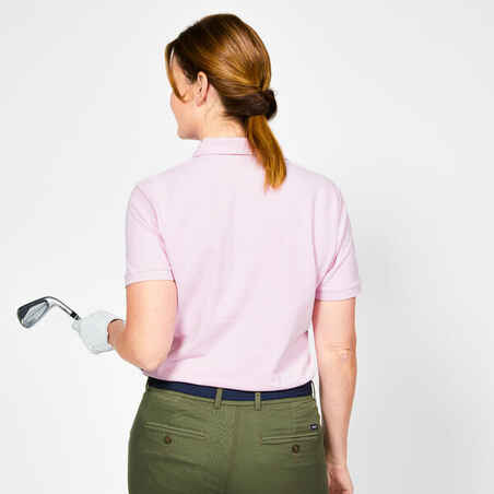 Women's golf cotton short-sleeved polo shirt - MW500 Light pink