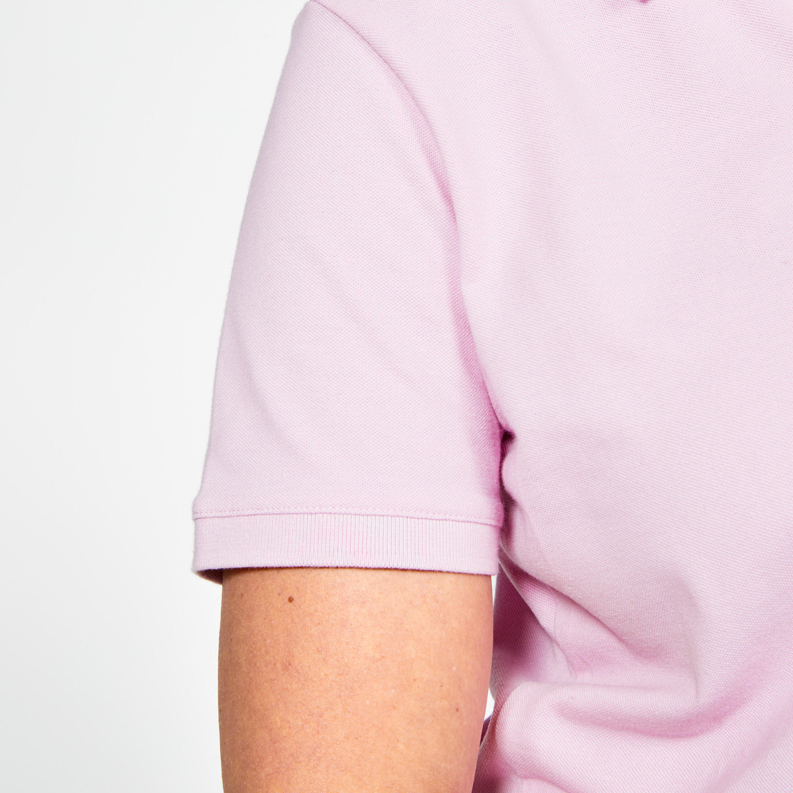 Playera de golf tipo polo de manga corta rosa claro para mujer MW500 4/4