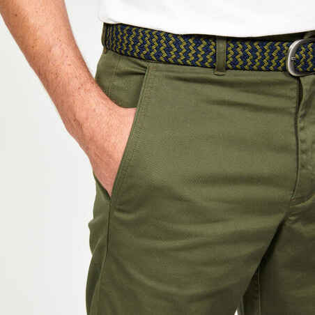 Men's golf cotton chino trousers - MW500 khaki