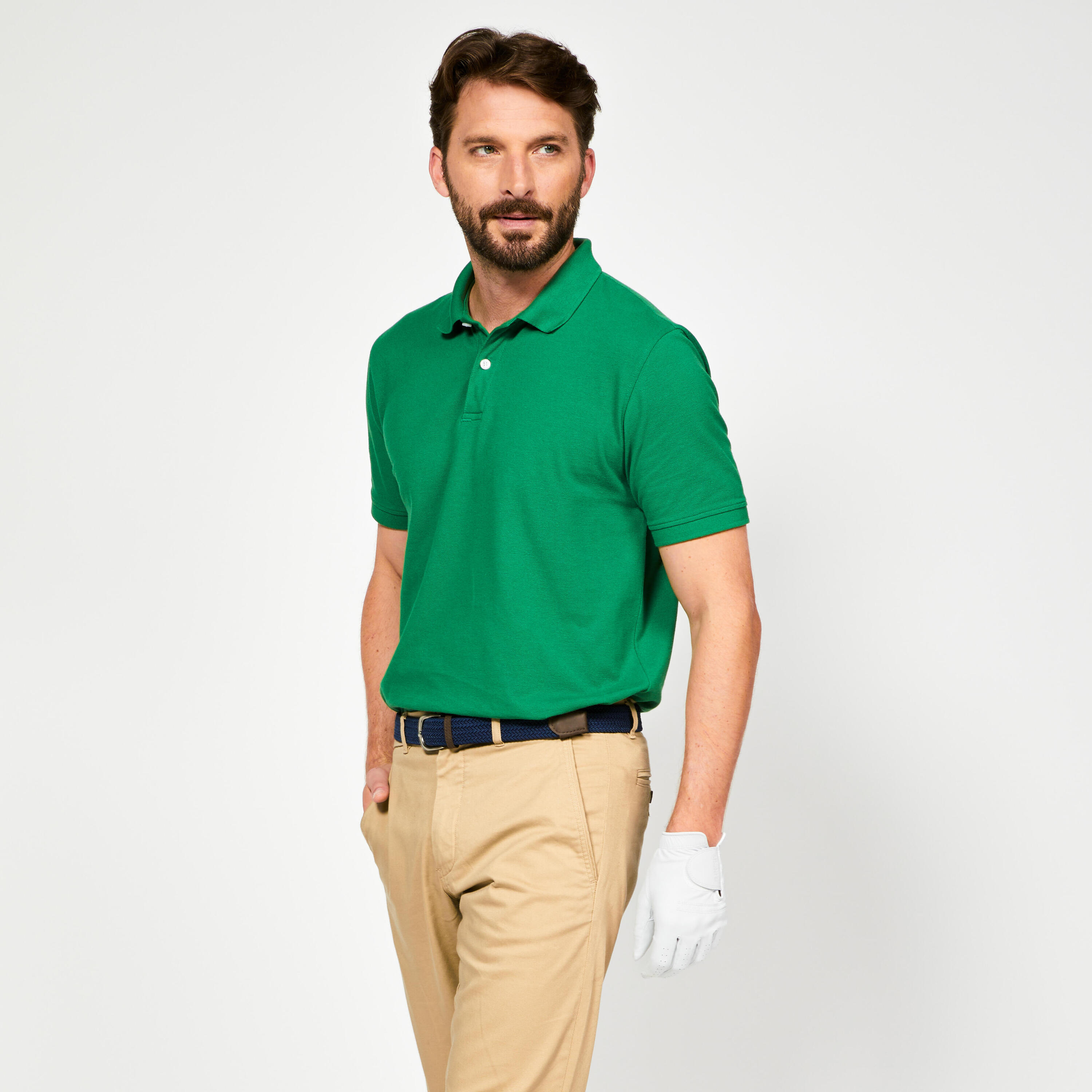 Men's short-sleeved golf polo shirt - MW500 forest green 1/5