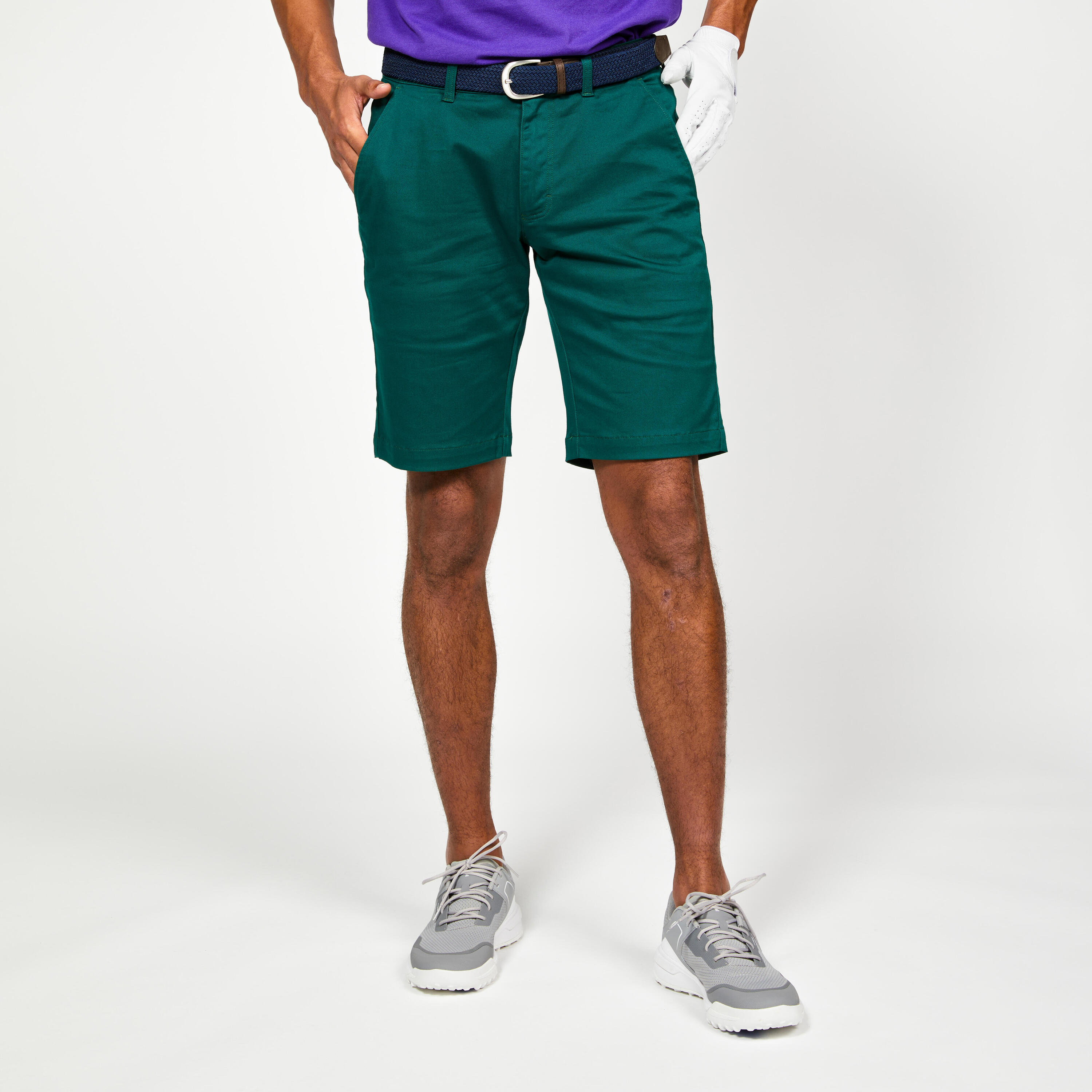 Men's golf chino shorts - MW500 cypress green 1/4