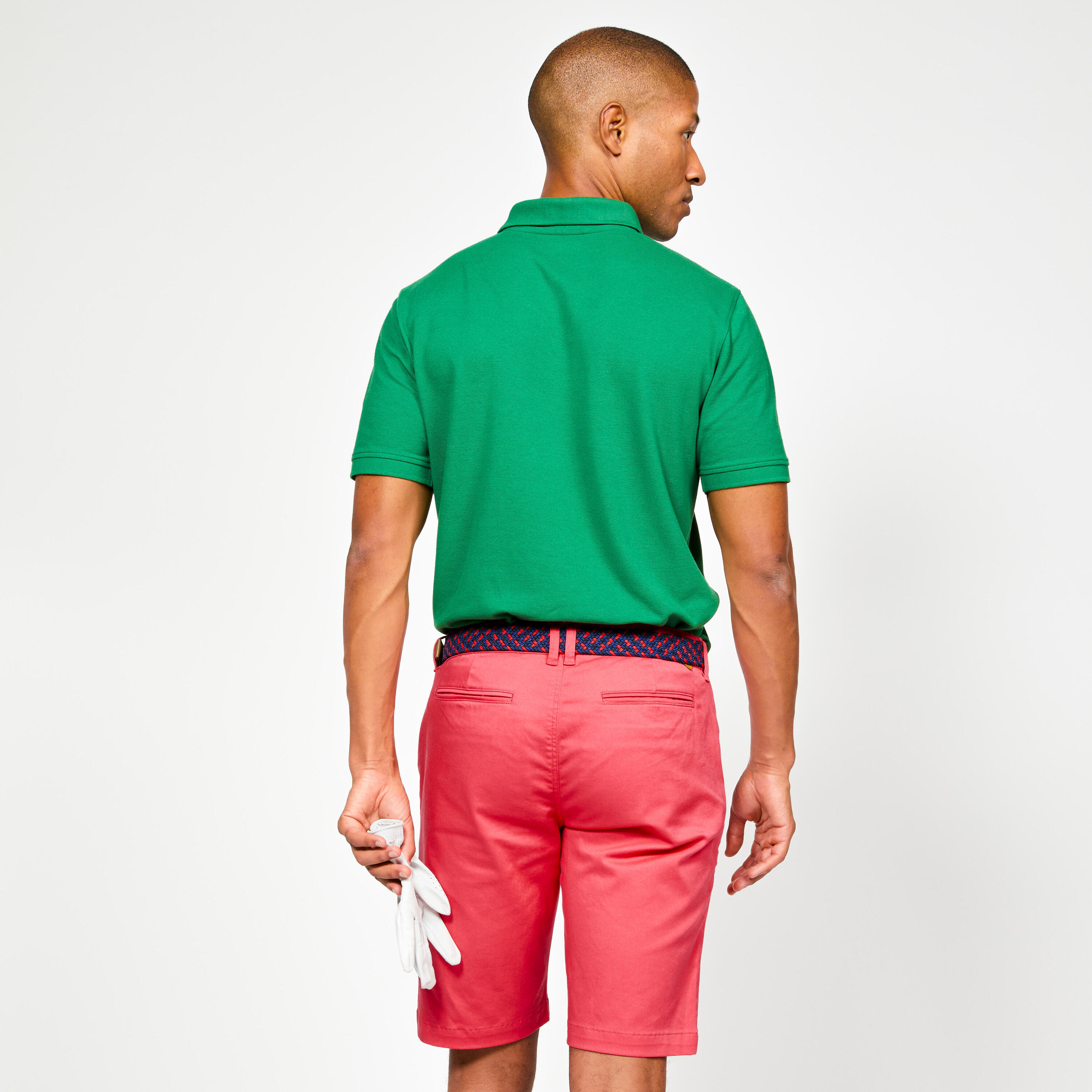 Golf chino short heren MW500 bessenrood 2/4