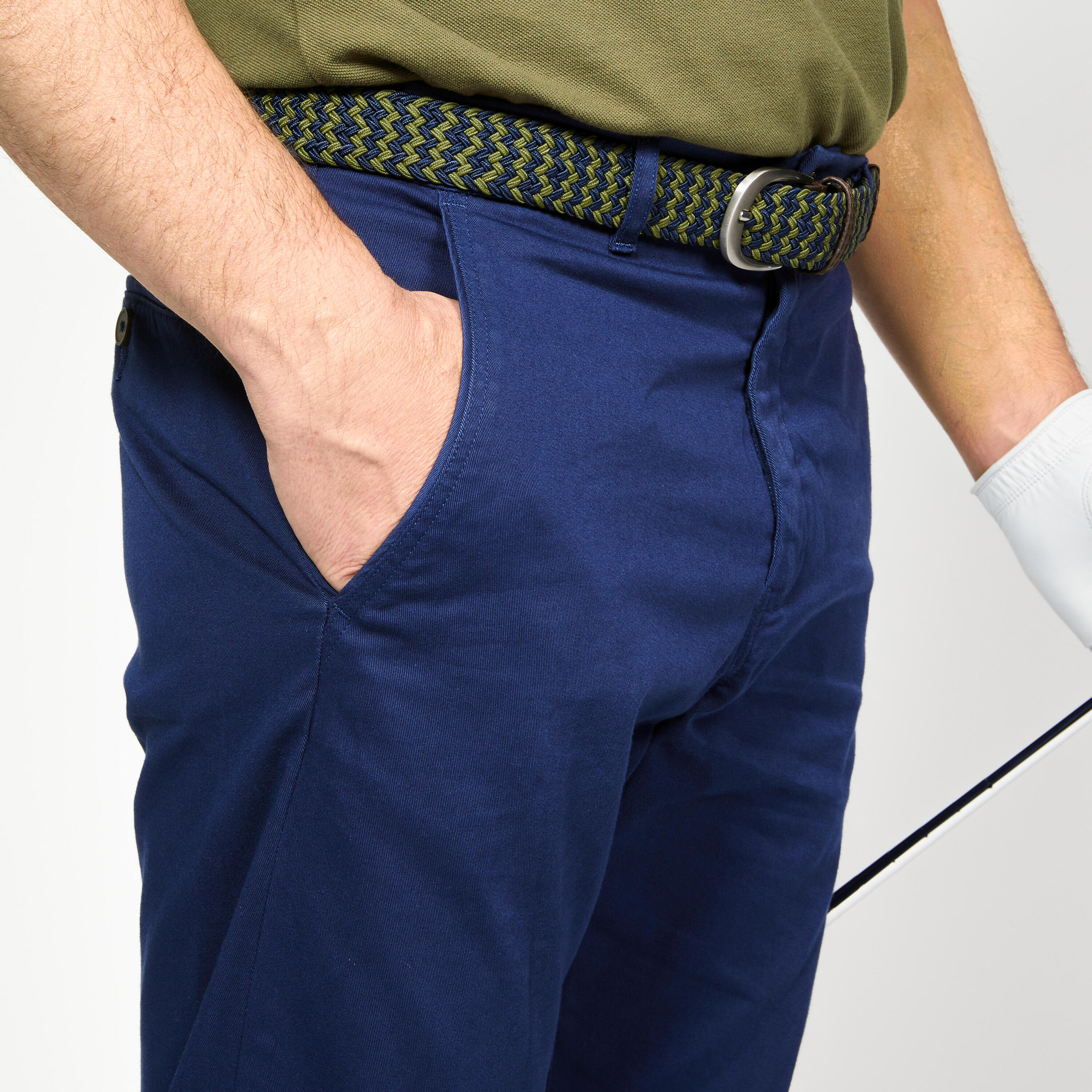 Men's golf cotton chino trousers - MW500 blue 3/4