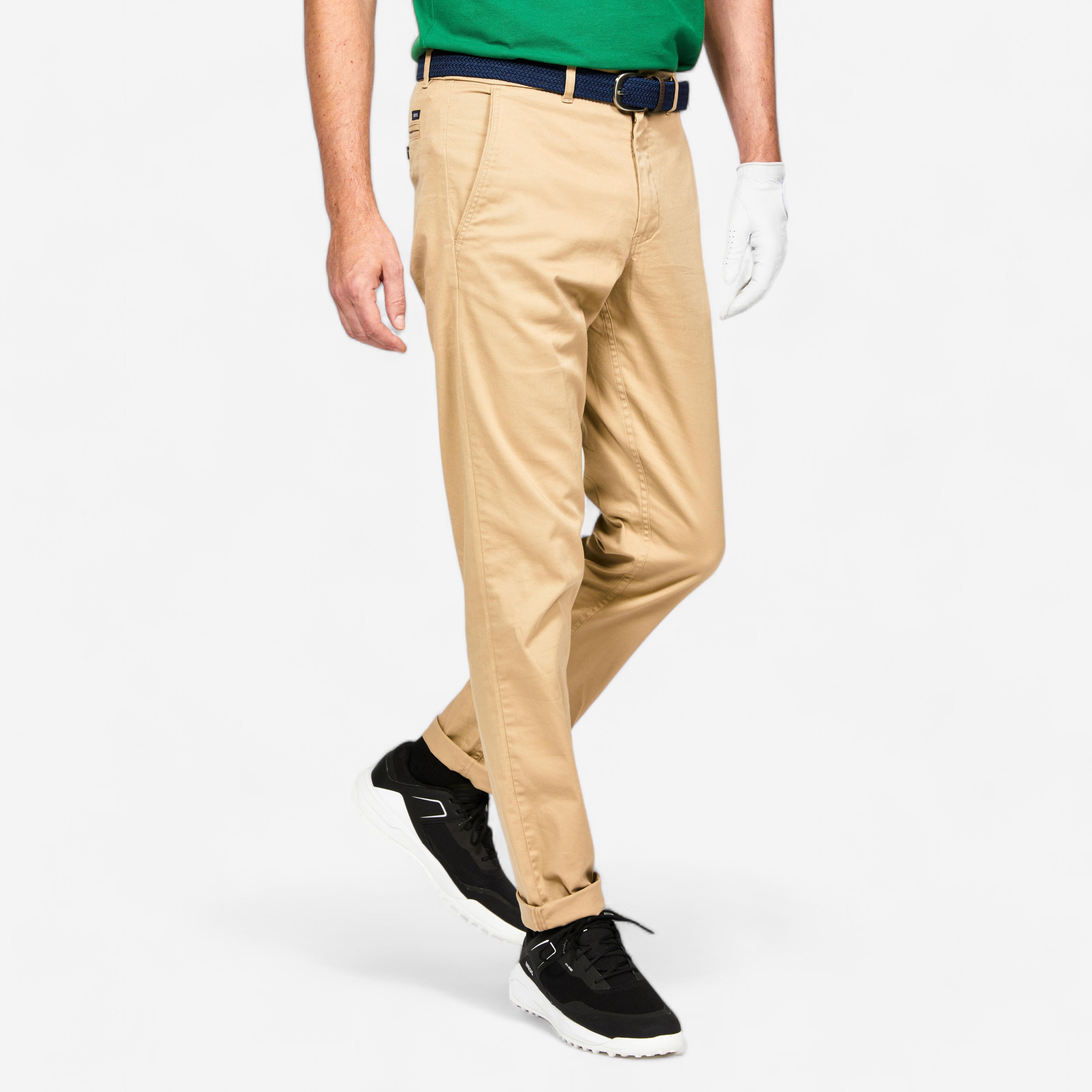 Men's cotton golf chino pants - MW500 beige