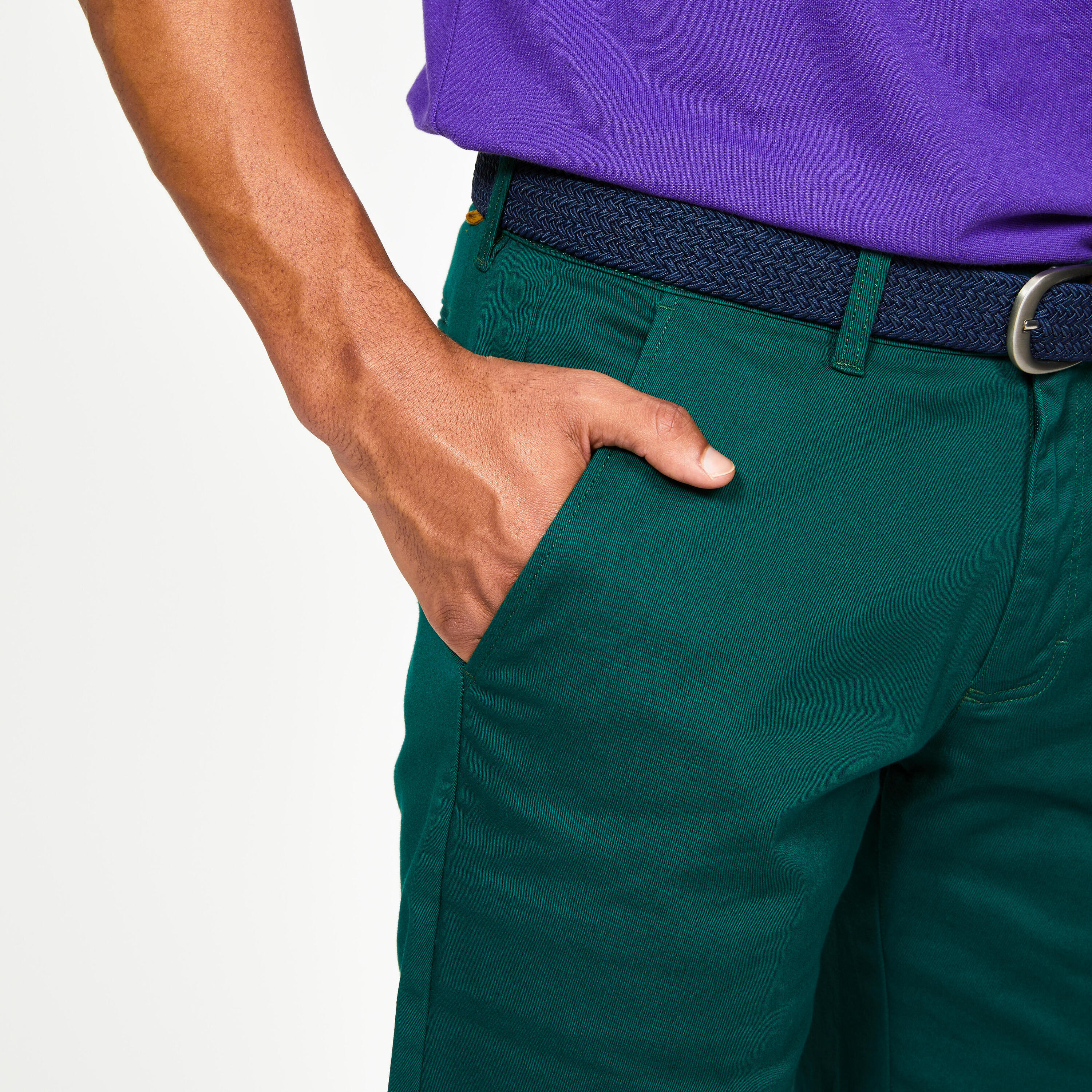 Men's golf chino shorts - MW500 cypress green 3/4