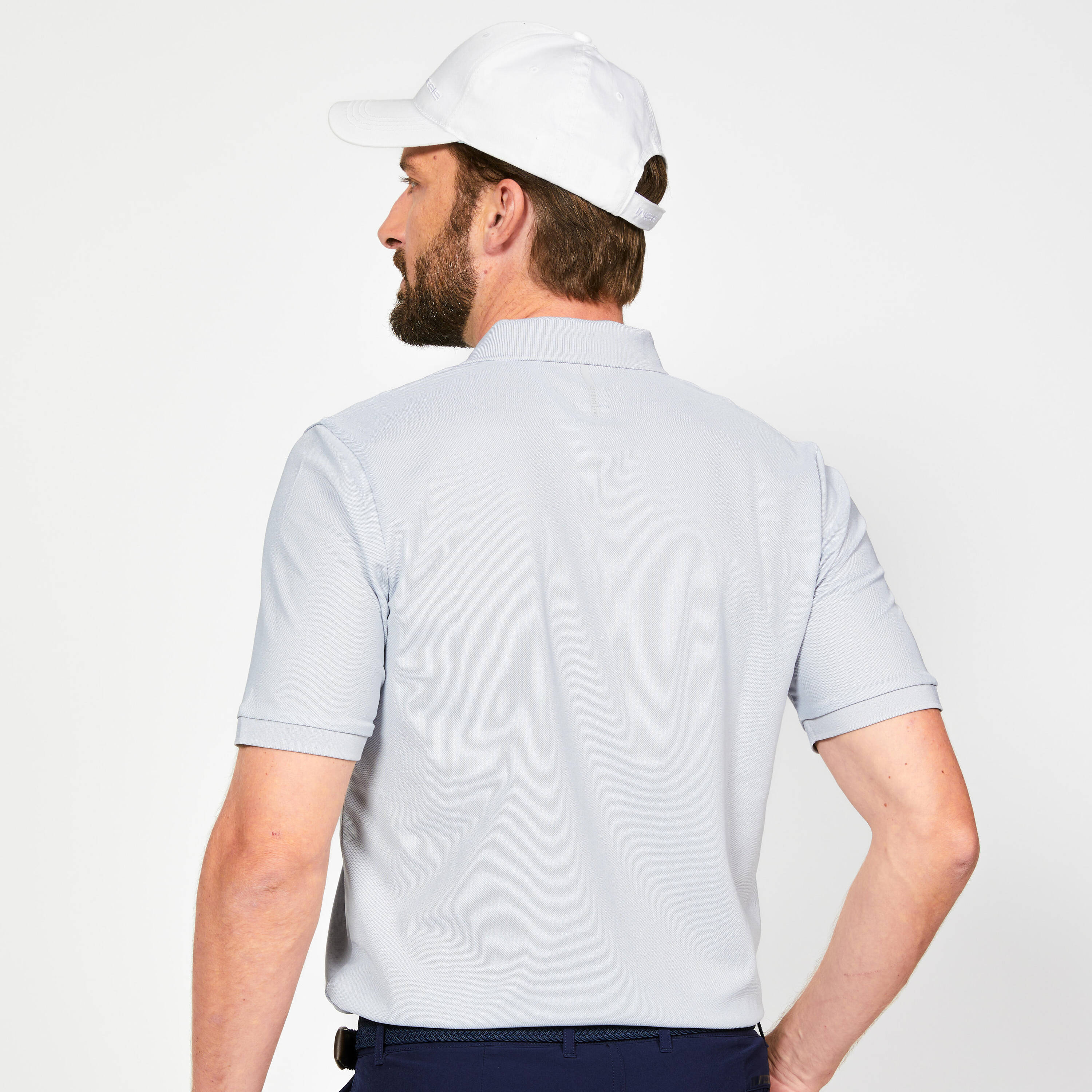Men's golf short-sleeved polo shirt - WW500 pearl grey -  3