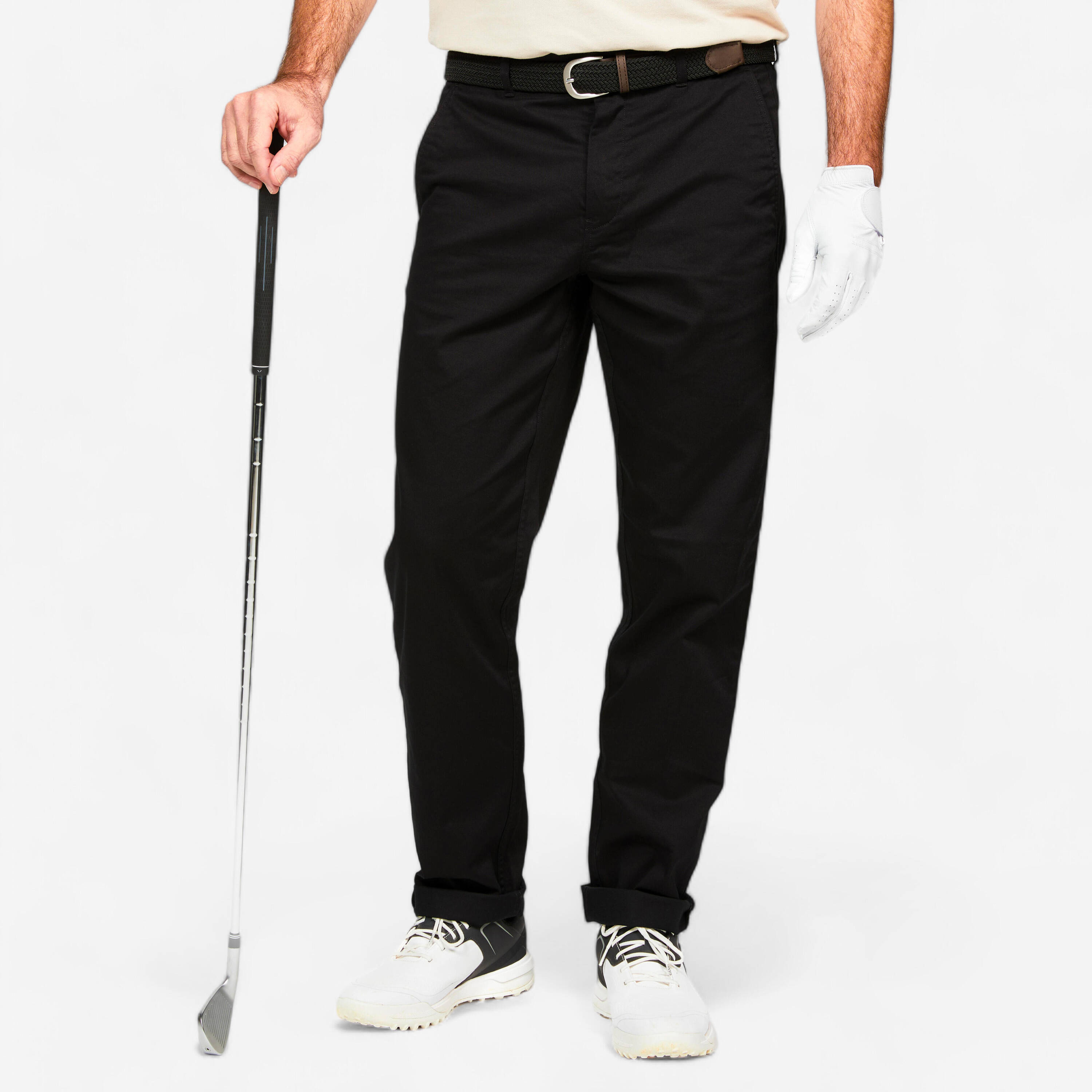 Men's Golf Chino Trousers Cotton - MW500 Black -  1