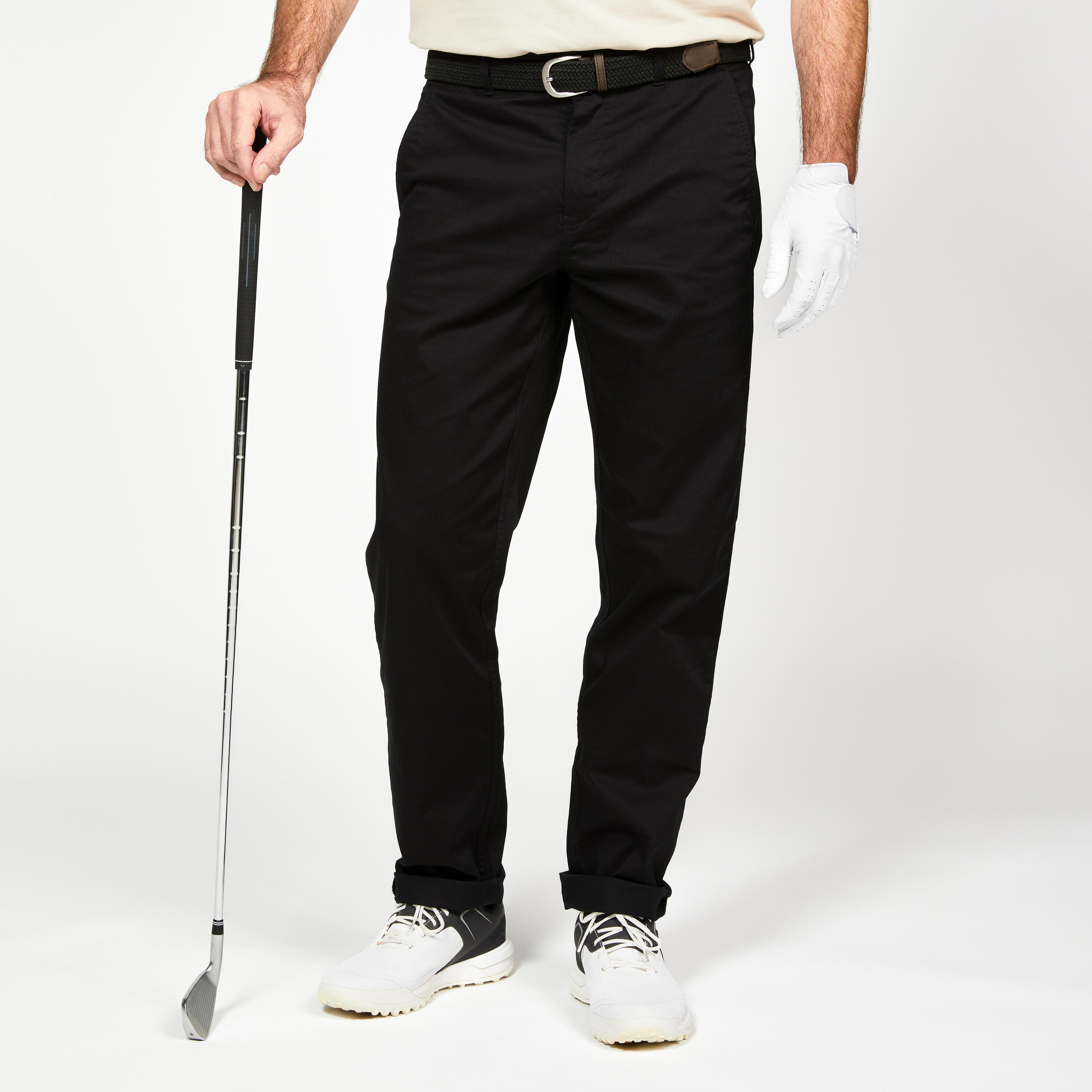 Men's Golf Chino Trousers Cotton - MW500 Black 1/4