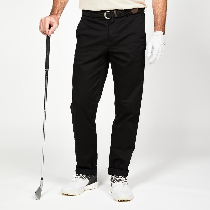Pantalon chino golf MW500 bumbac Negru Bărbați