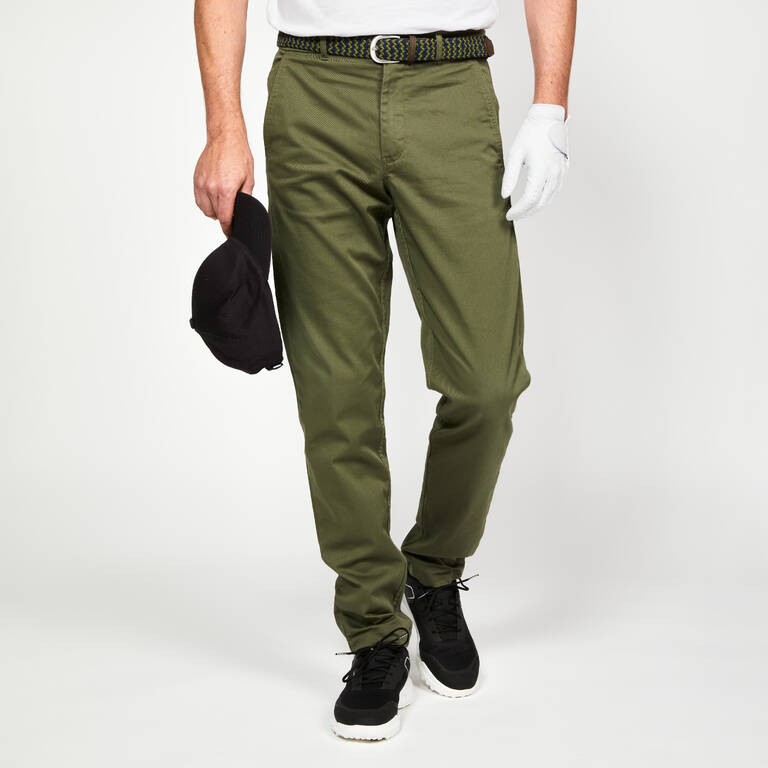 Men's golf cotton chino trousers - MW500 khaki