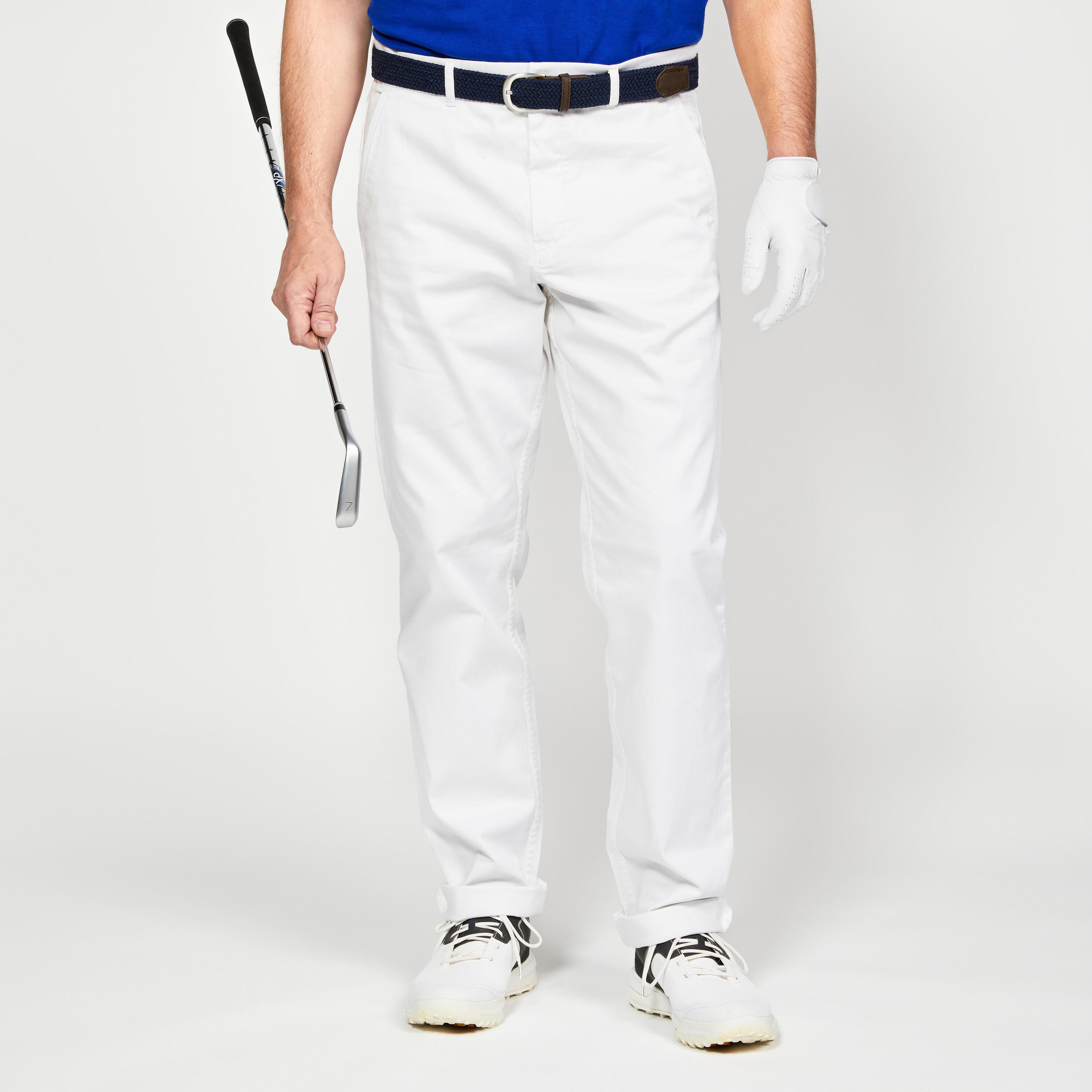 Men's golf cotton chino trousers - MW500 white 2/4