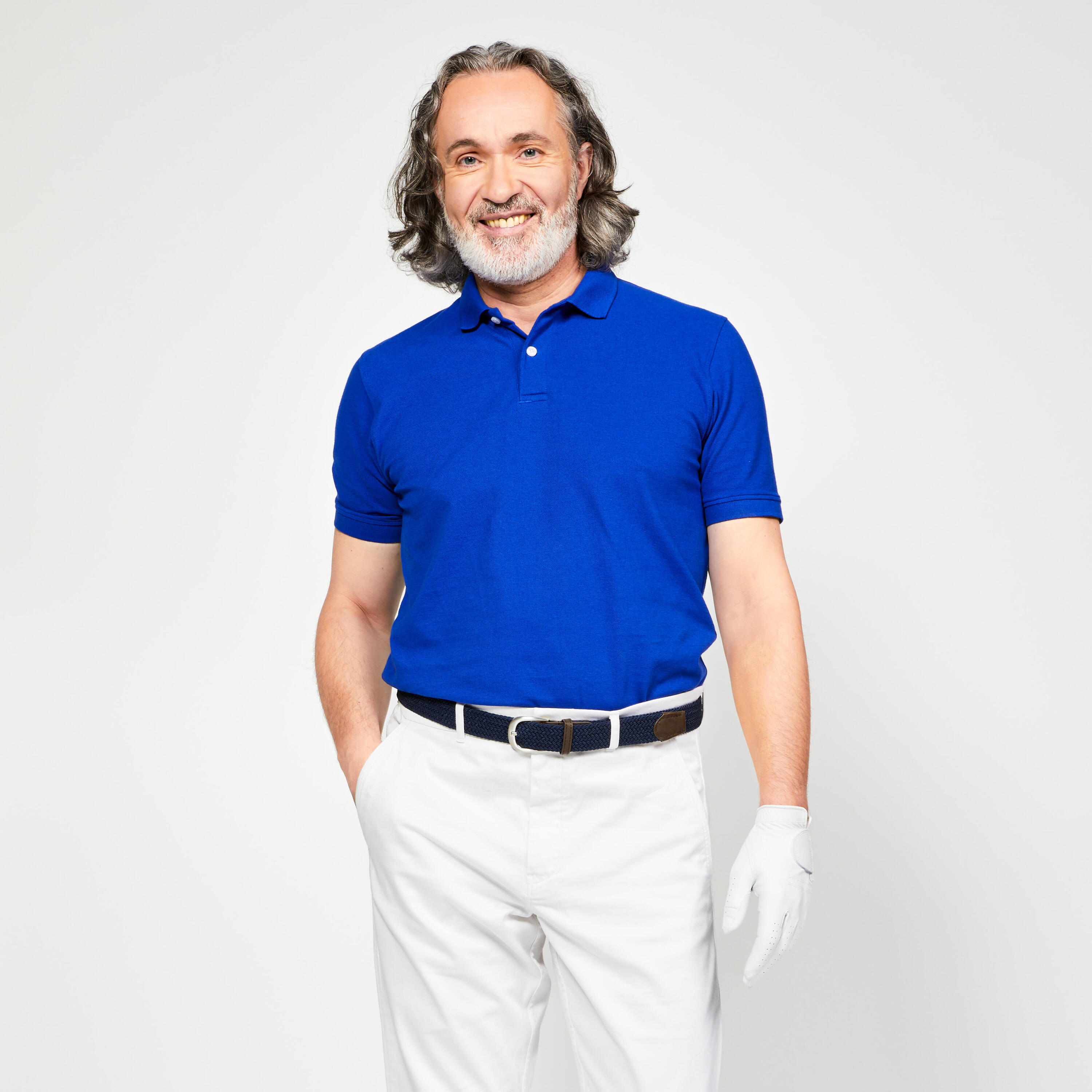 Men's short-sleeved golf polo shirt - MW500 dark indigo 1/5