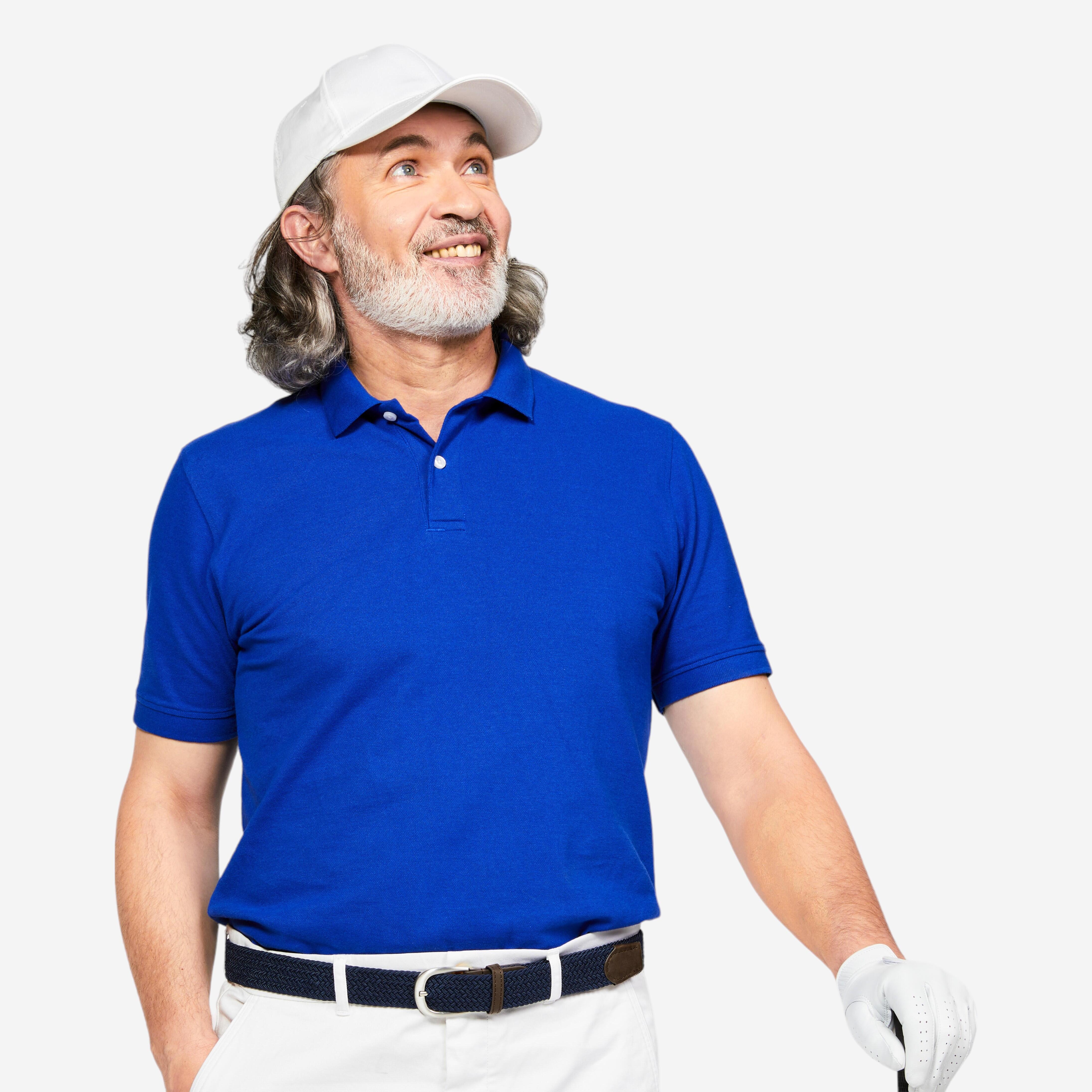 Inesis - Polo De Golf En Coton Manches Courtes Homme - Mw500 Indigo Foncé - Polo Manches Courtes - Golf - Bleu - 44l - Decathlon