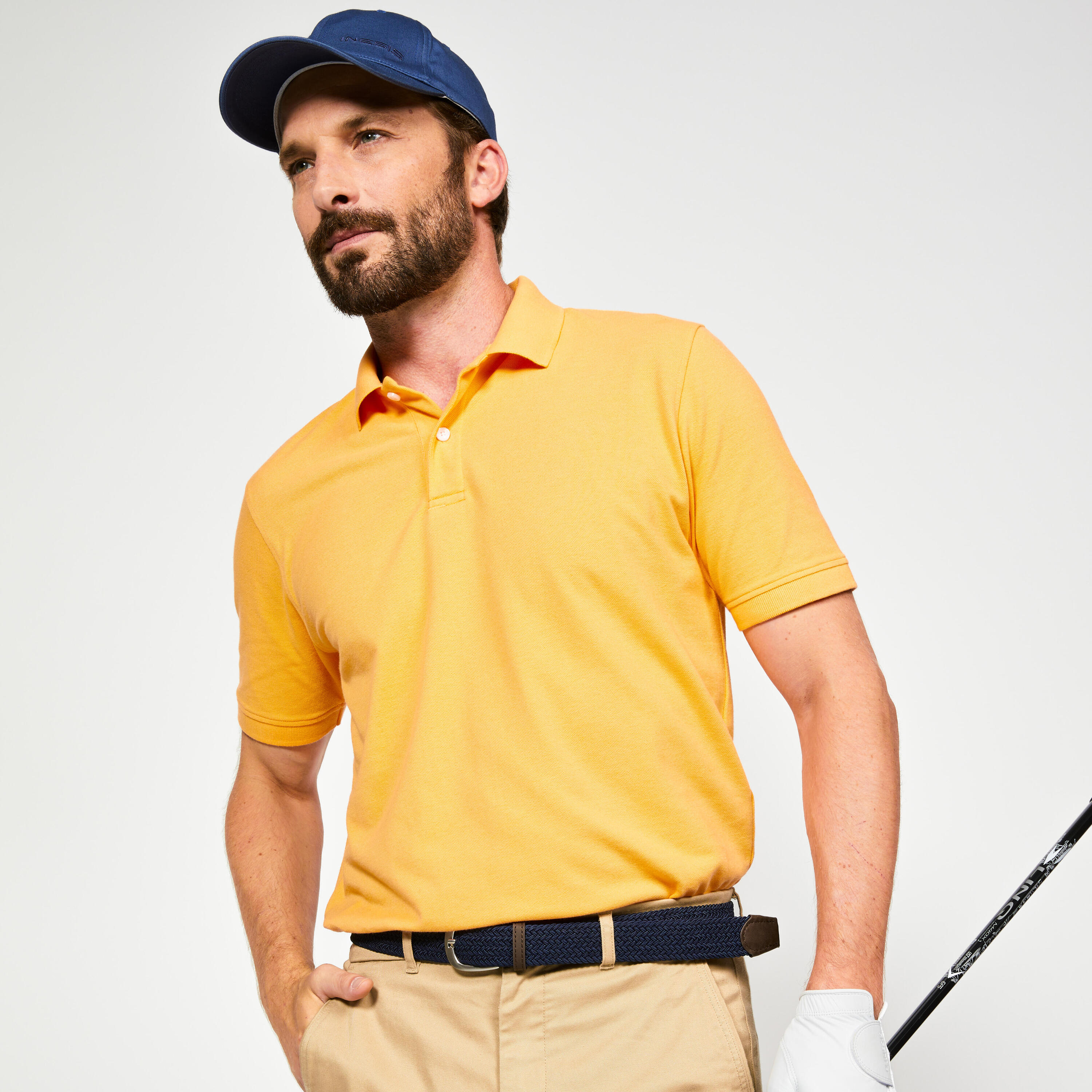 INESIS Men's golf short-sleeved polo shirt - MW500 sunset orange