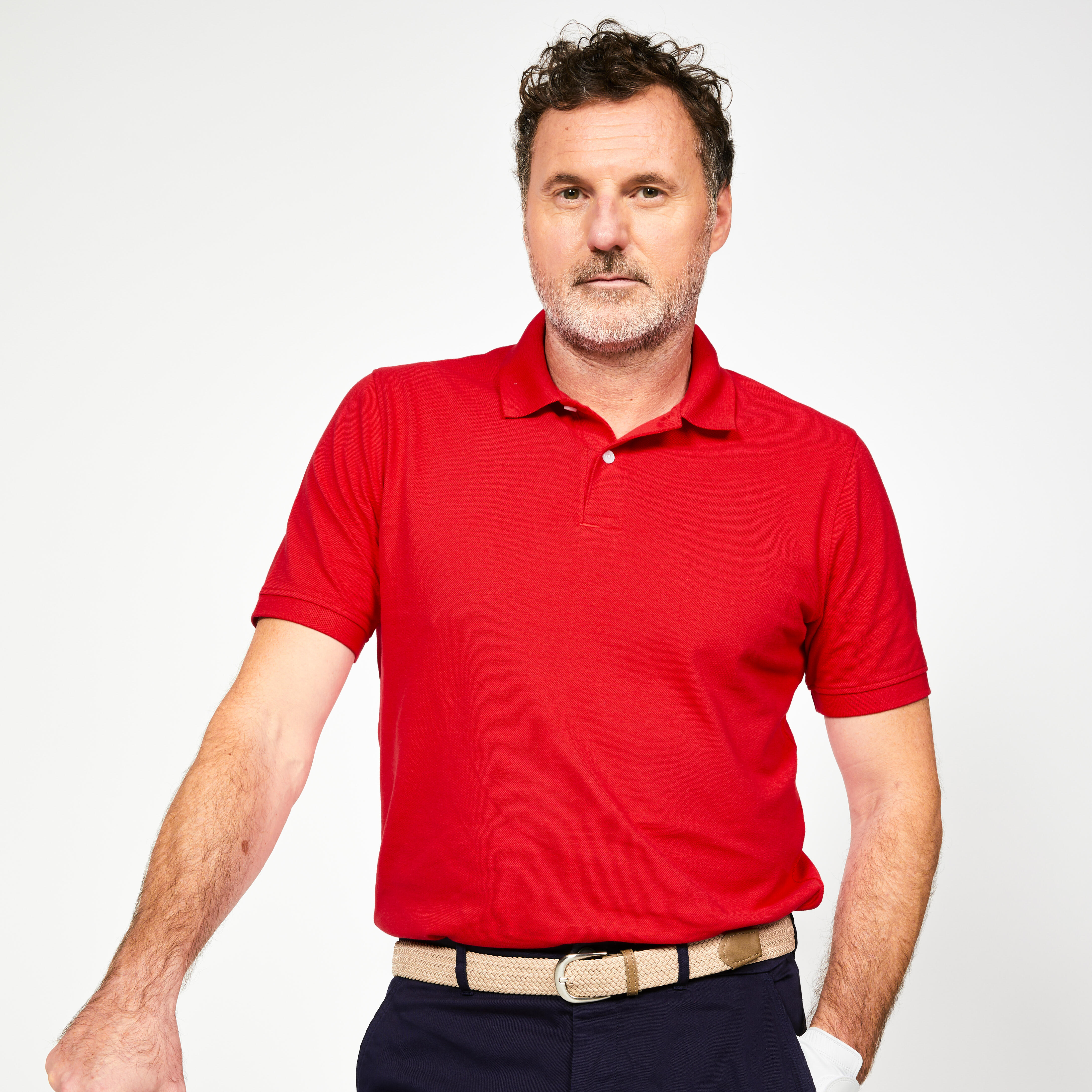 Men's short-sleeved cotton golf polo - MW500 red