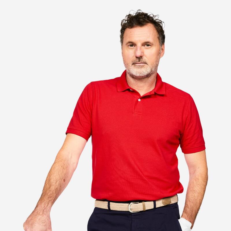 Polo de golf en coton polyester manches courtes homme, MW500 bleu