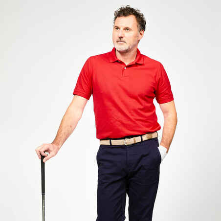 Rdeča moška polo majica s kratkimi rokavi za golf MW500 