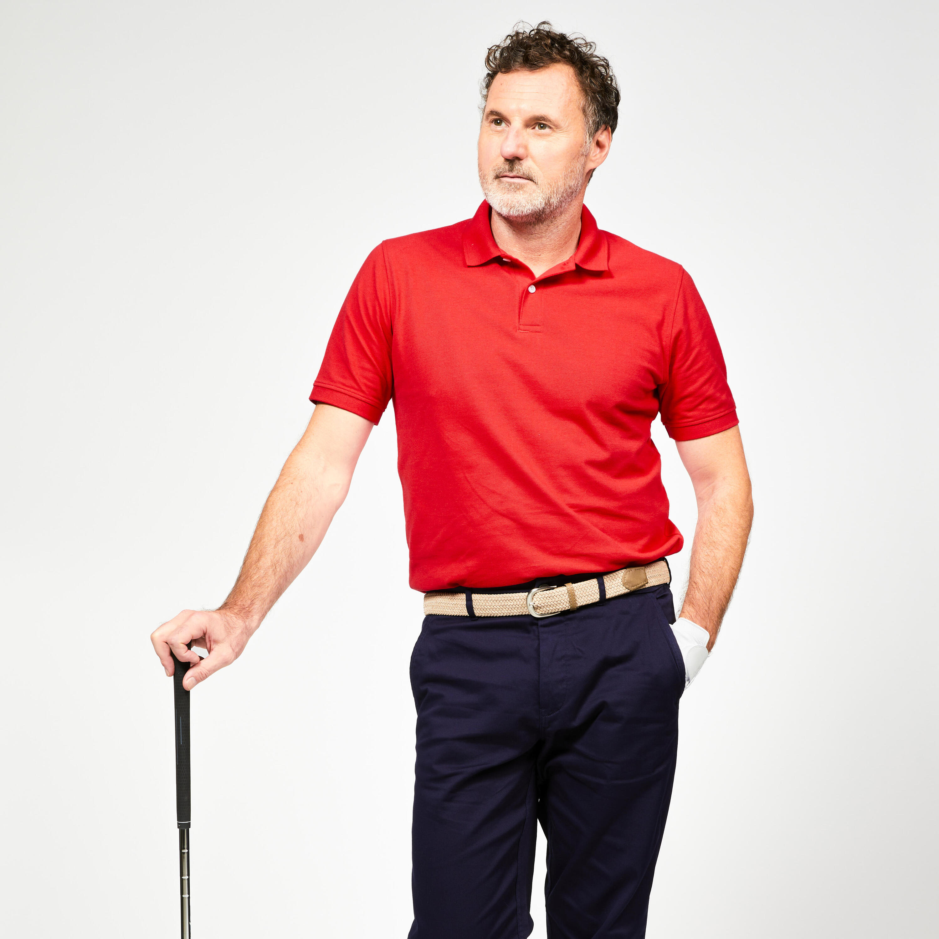 Men's short-sleeved golf polo shirt - MW500 red 1/5